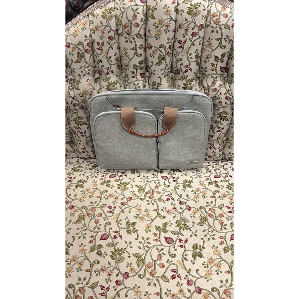 Lacdo Grey Laptop Shoulder Bag Case with Accessory Pockets NWOT